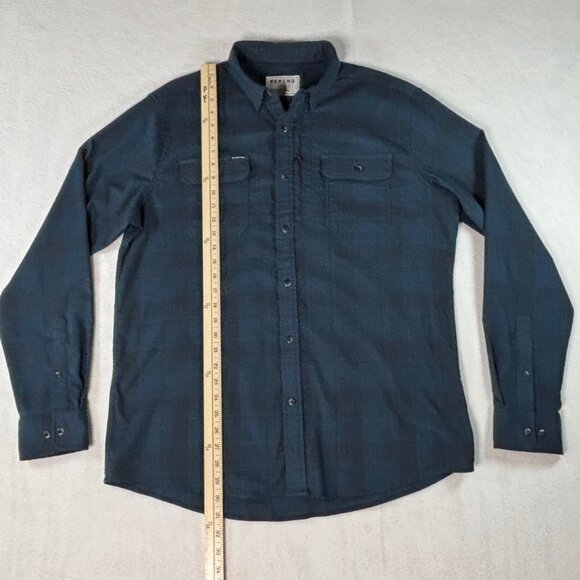 Poncho Flannel Shirt XL Slim Fit Blue Plaid Long Sleeve Button Up Fishing Casual - Picture 5 of 9